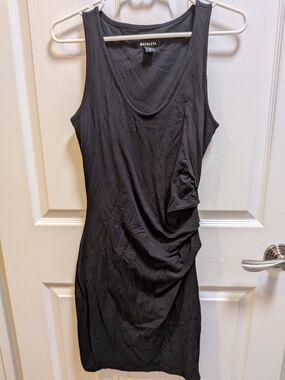 Athleta Della Black Ruched Tank Mini Dress Size Small